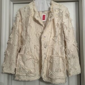 Zara Cream Textured Teddy Jacket